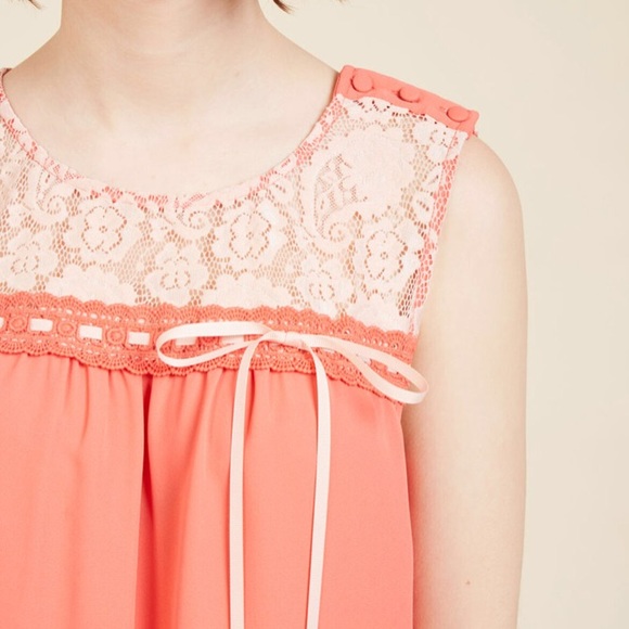 ModCloth Natural Sweetener Coral Sleeveless Blouse - Picture 2 of 13